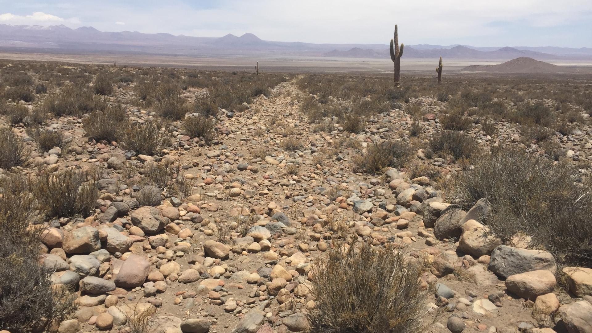 Qhapaq Ñan, Sistema Vial Andino en Chile, conocido también como “el camino del Inca”. En la fotografía, camino en la Región de Antofagasta. 